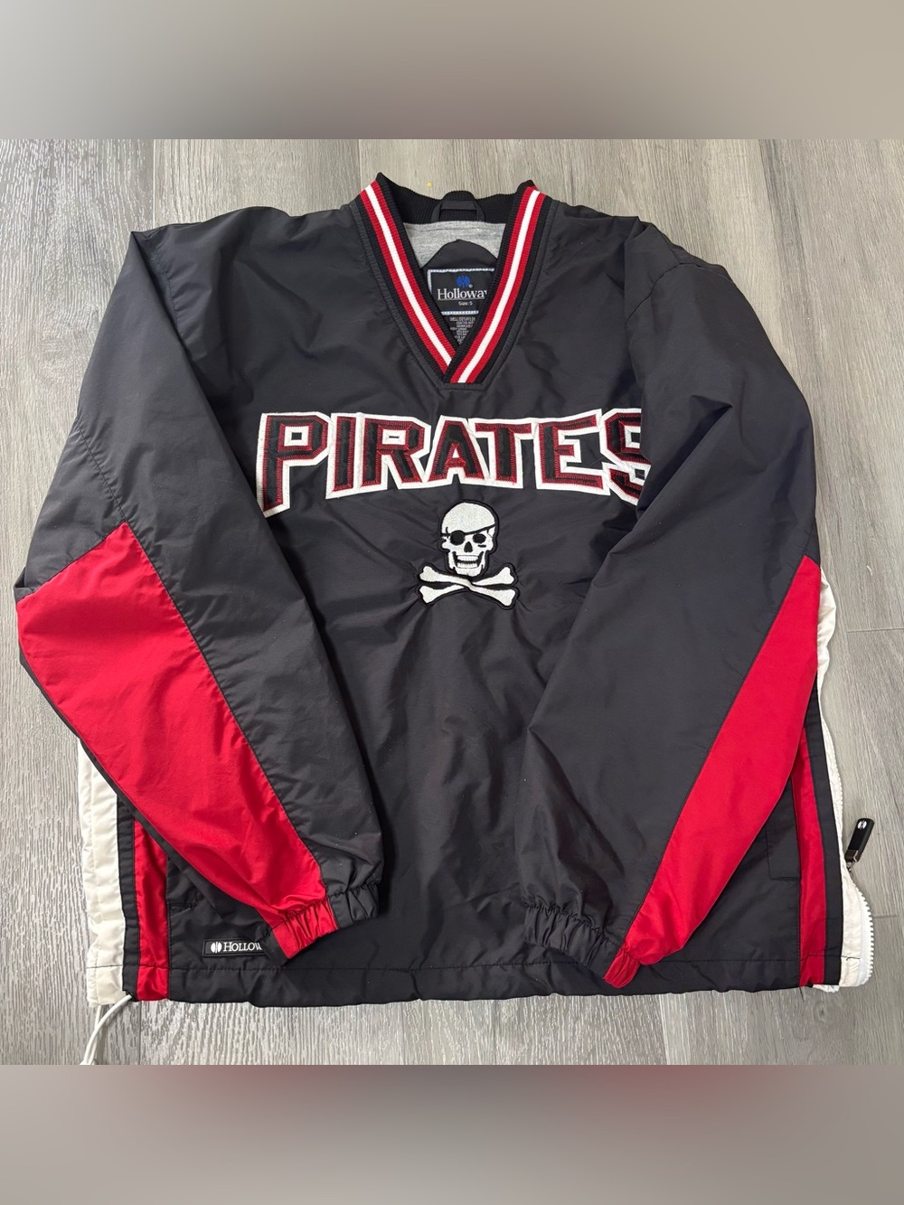 Vintage Holloway Pirates Pullover Windbreaker Jacket Size Small 90s Y2K Teamwear